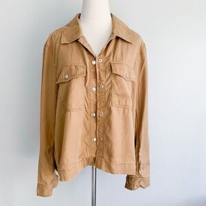 LOFT 100% lyocell snap button utility swing jacket tan beige size XL